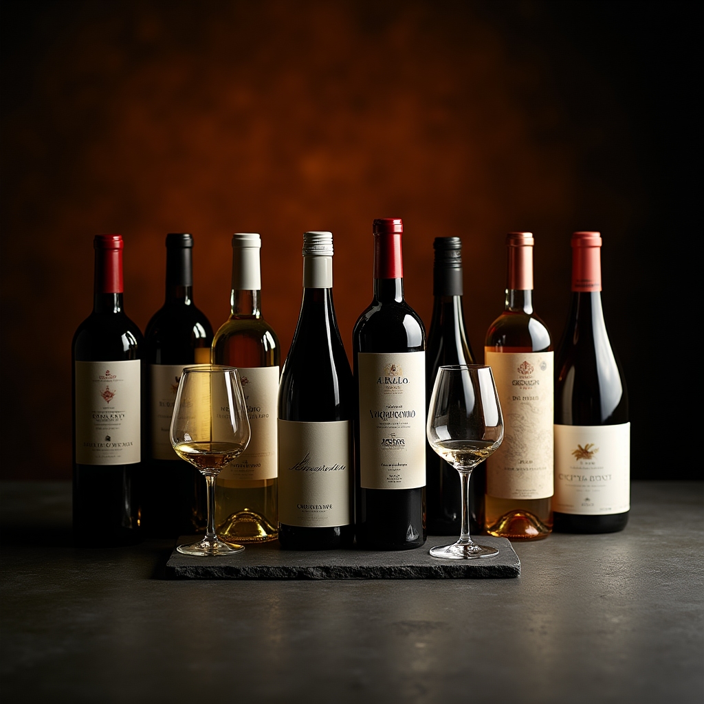 Selezione di bottiglie di vini regionali italiani